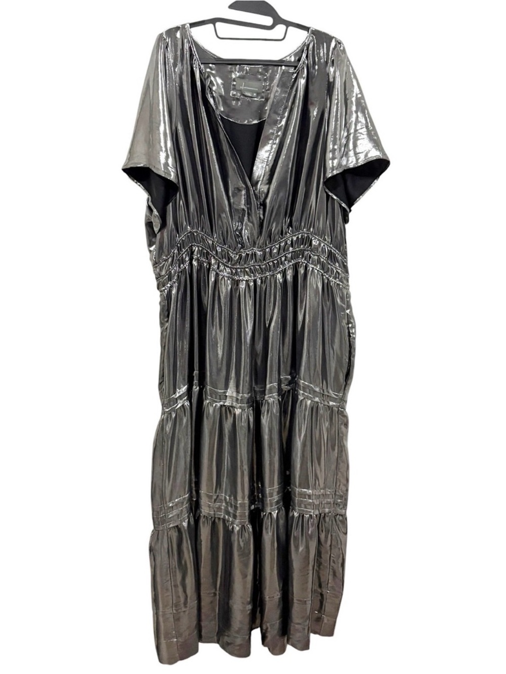 Anthropologie Somerset Maxi Dress Metallic Dark Silver Plus Size 3X Glam Party - Picture 3 of 7